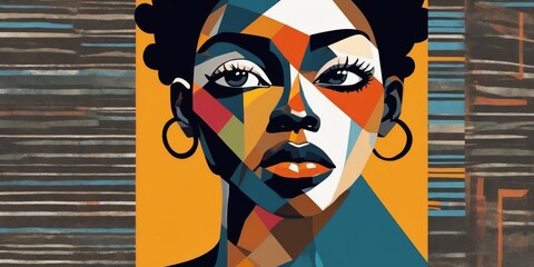 Colorful Modern Abstract Portrait Of a Black Woman