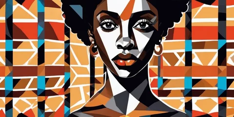 Crédence de cuisine  Colorful Modern Abstract Portrait Of a Black Woman  © creedcube