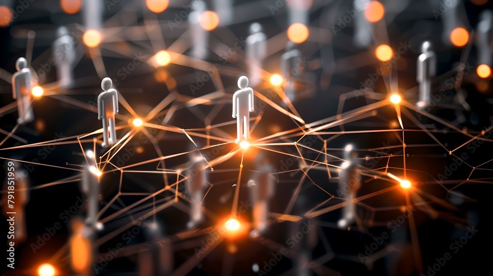 Aufkleber digital human network visualization in futuristic style. conceptual image of social connections and 