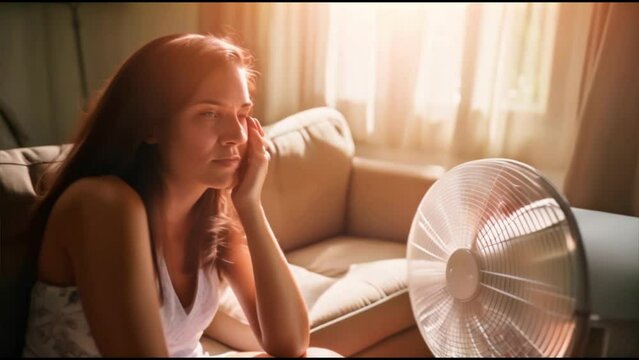 Women and hot weather, women and fans, stressed women