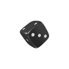 Game dice falling realistic 3d vector, black cube with white dots, gambling games design, casino, board games, craps