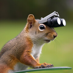 the squirrel had watched the humans playing golf from a safe distance сreated with Generative Ai