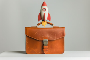 A briefcase with a rocket, symbolizing career acceleration