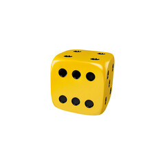 Yellow 3D dice icon vector illustration