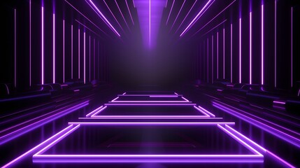 3d rendering of purple and black abstract geometric background. Scene for advertising, technology, showcase, banner, game, sport, cosmetic, business, metaverse. Sci-Fi Illustration. Product display