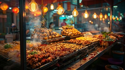 Naklejka premium Diverse Culinary Offerings in Bangkok, generative ai