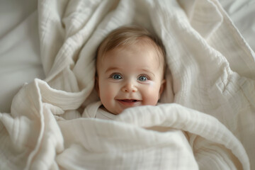 Cute Baby in Soft Blanket: Perfect for Ads