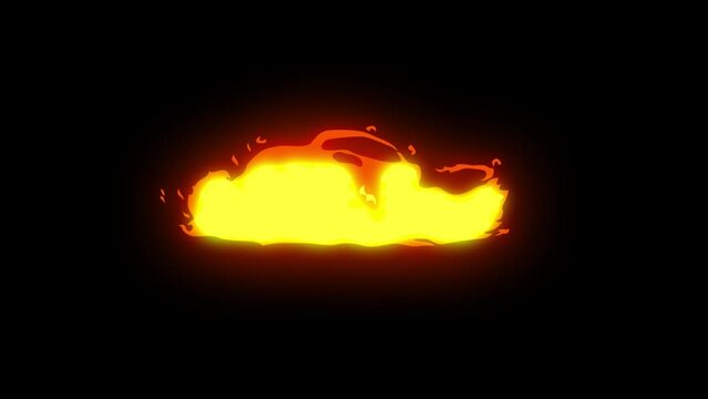 2d FX fire Elements pack on black background. Animations of cartoon fire effects. Alpha channel included. 4K video. 