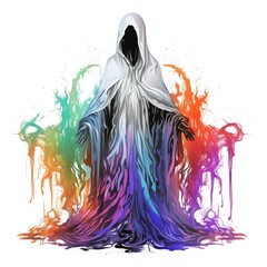 Abstract and Colorful Illustration of a Wraith on a White Background - obrazy, fototapety, plakaty