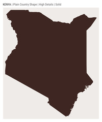 Kenya plain country map. High Details. Solid style. Shape of Kenya. Vector illustration.