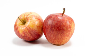 Two red apples on white background