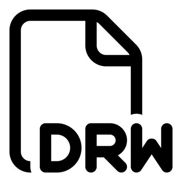 DRW file format icon in outline style. Simple document extension vector &mdash; pixel-perfect icon.