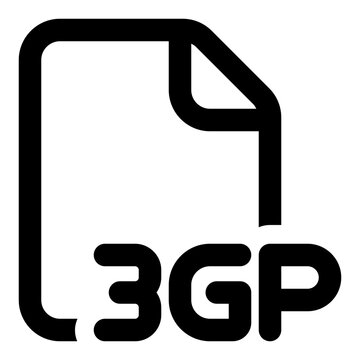 3GP file format icon in outline style. Simple document extension vector &mdash; pixel-perfect icon.