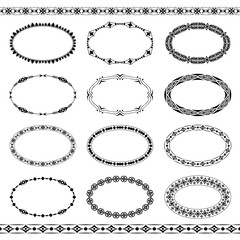 Collection of vector oval frames with simple geometric pattern