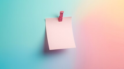 a blank note pinned on a refreshing sky-to-cyan gradient background, perfect for jotting down your notes, captured in full ultra HD high resolution. - obrazy, fototapety, plakaty