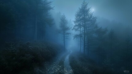Fototapeta na wymiar Solitude in the Fog, generative ai