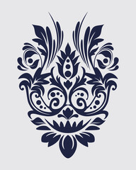 Damask stencil large swirl wall decal vinil illustration vector ornament clip art traditional pattern editable