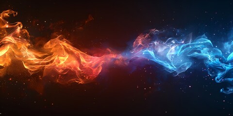 Blue red smoke on dark background
