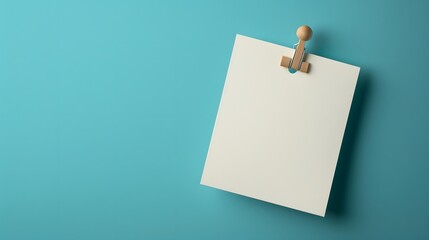 a blank note pinned on a tranquil aquamarine-to-cerulean gradient background, ready for your message, captured in stunning full ultra HD high resolution.