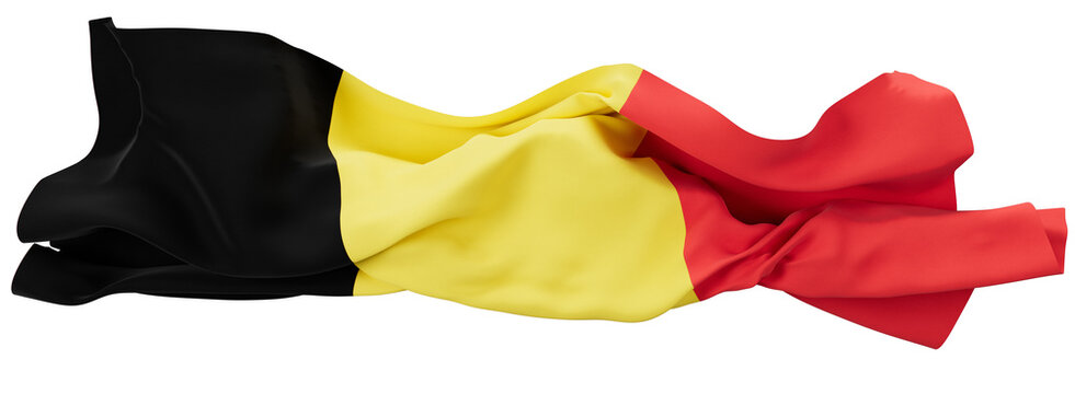 Elegant Draped Belgian Flag in Dynamic Motion on Dark Background