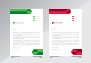Business letterhead template, company letter head design, Business style letter head templates for your project design, Vector illustration. A4 letterhead, Green and Red 