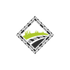 Paving land logo, paving logo design
