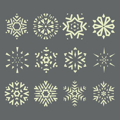 Snowflakes icon collection. Graphic modern gray ornament