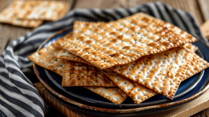 Fototapeta premium Intricate Frosting Designs on Matzah, Pesach celebration, Jewish Holiday, Passover sharing and celebrating 