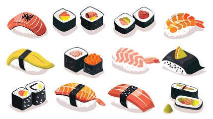 Sushi Japanese food banners advertising card designs