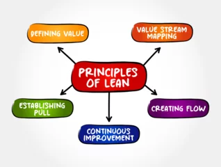 Fotobehang Principles of Lean Services - application of lean manufacturing production methods in the service industry, mind map text concept background © dizain