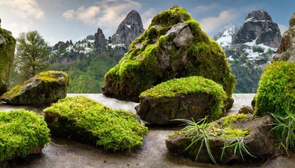 moss covered rock,nature, rock, landscape, stone, mountain, water, garden, river, tree, 