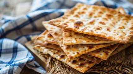 Matzah with Abstract Patterns Concept., Pesach celebration, Jewish Holiday, Passover sharing and celebrating 