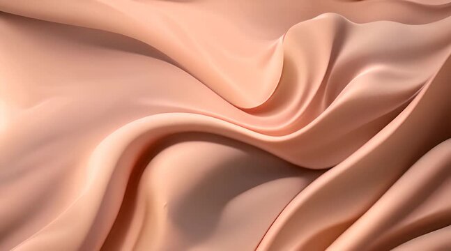 Abstract wavy beige tender fabric motion in wind Black fuzz satin cloth soft crumple animation