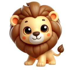 Cute Cartoon Lion Isolated on Transparent Background