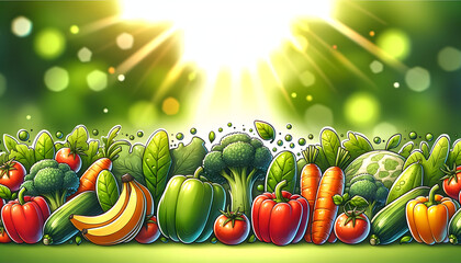 illustration pop art de fruits et légumes