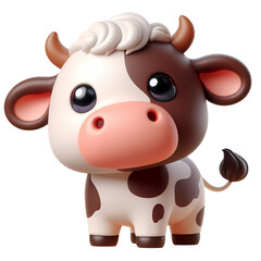 Cute cartoon cow isolated on transparent background