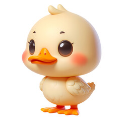 Adorable Cartoon Duckling on Transparent Background