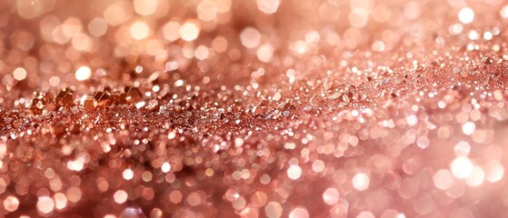 Rose gold flakes, soft focus, sparkling effect, gentle for a chic abstract background