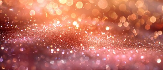 Rose gold flakes, soft focus, sparkling effect, gentle for a chic abstract background