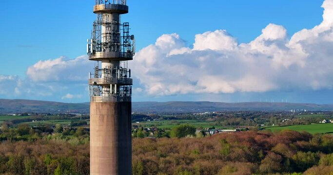 View of an old communication tower in Heaton Park, Manchester UK 
