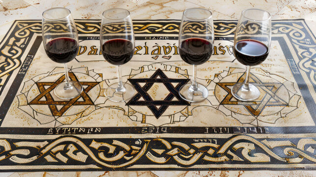 Intricate Beadwork Passover Haggadah, Pesach celebration, Jewish Holiday, Passover sharing and celebrating 