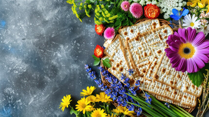 Passover Matzah Floral Arrangement Concept, Pesach celebration, Jewish Holiday, Passover sharing and celebrating 