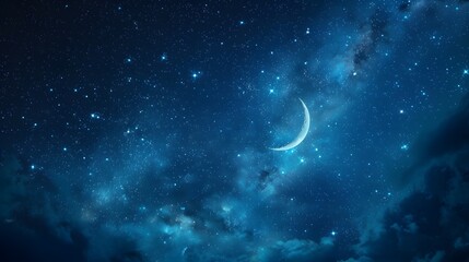 beauty of the night sky with deep indigo hues blending into midnight blue, adorned with twinkling...