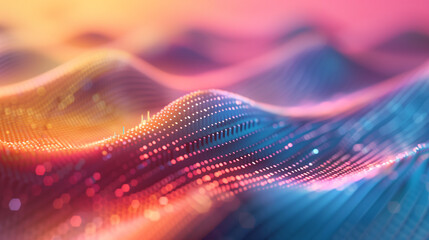 Abstract Colorful Waves of Digital Data.