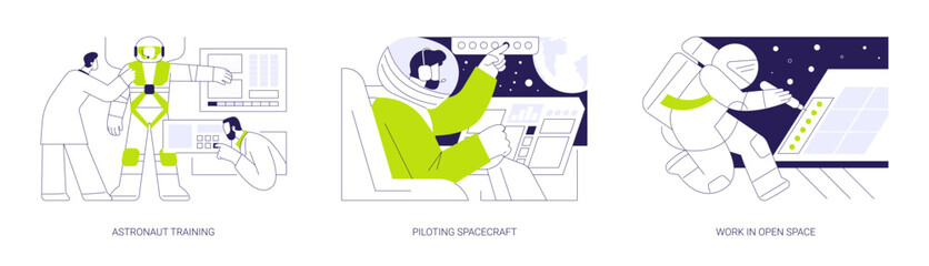 Astronautics abstract concept vector illustrations.