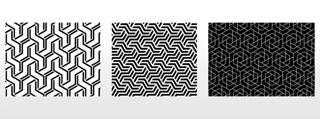Geometric set of seamless black and white patterns. Simple vector graphics. - 791874935