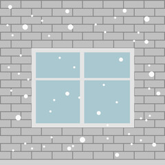 window from outside with snow