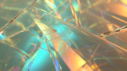 Cracked crystal prisms light abstract texture, bright color background