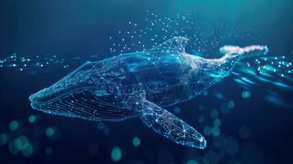 digital whale. Artificial intelligence concept. virtual reality