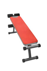 red gym exercise bench isolated on white background